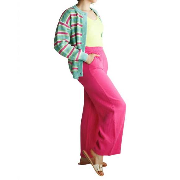 NEW FRNCH aymie woven pant in fuchsia - Picture 3 of 4
